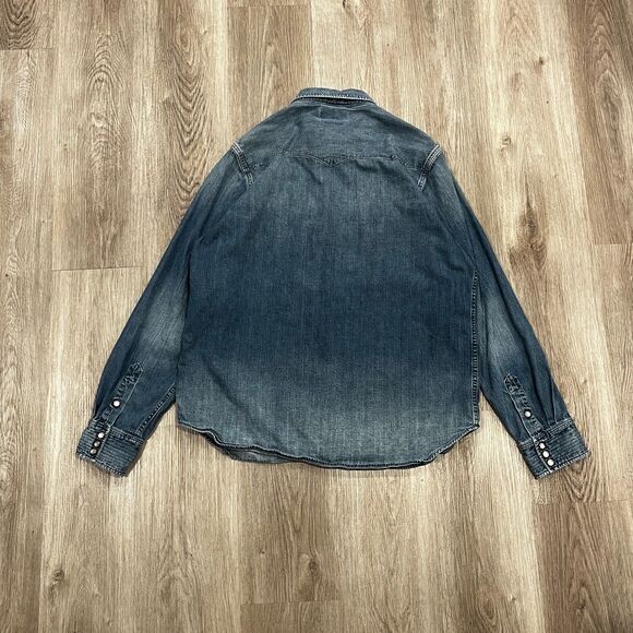 RRL Ralph Lauren Chambray Indigo Men's Workshirt XL Blue Denim Double RL Vent - Picture 3 of 5